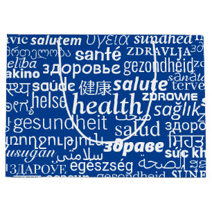 Health Text Multilanguage Blue Gift Bag Your Colou
