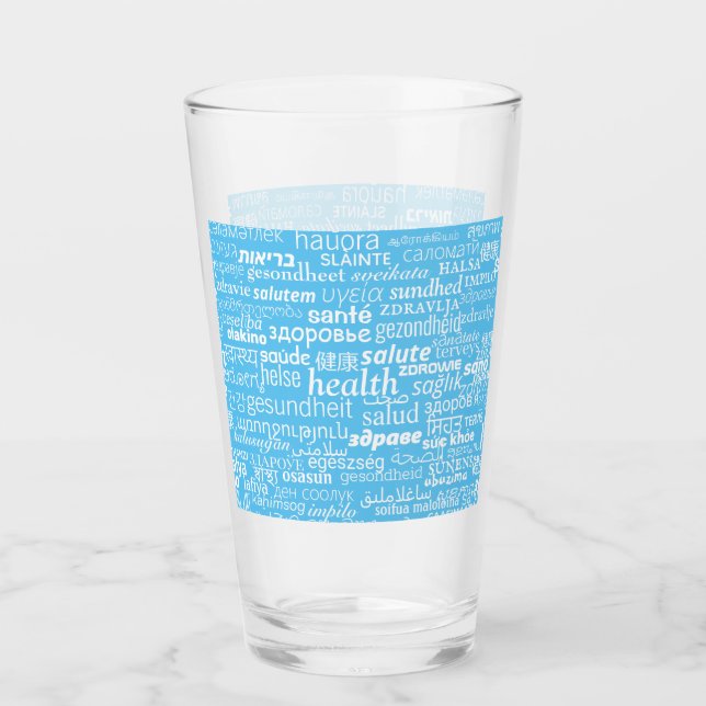 Health Text Multilingual Glass - Choose Colours (Front)