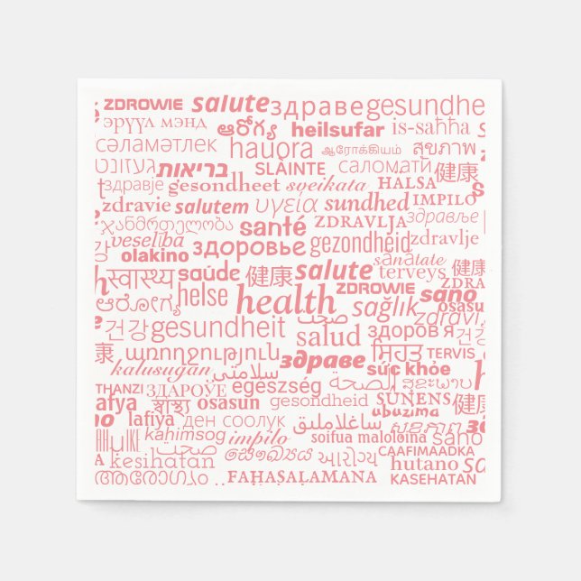 Health Text Multilingual Napkins - Choose Colours (Front)