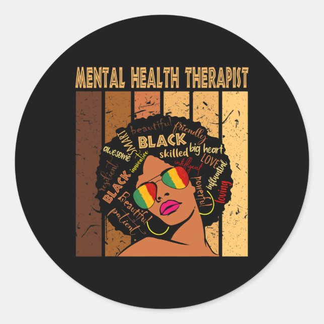 Health Therapist Afro Women Black History Month 1  Classic Round Sticker (Front)