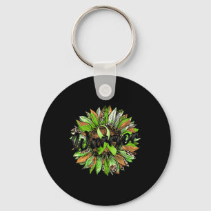 Health Warrior Leopard Sunflower Green Ribbon Retr Key Ring