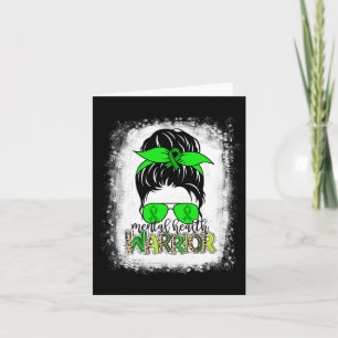 Health Warrior Messy Bun Mental Health Awareness  Card