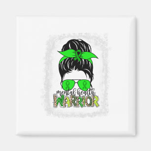 Health Warrior Messy Bun Mental Health Awareness Magnet