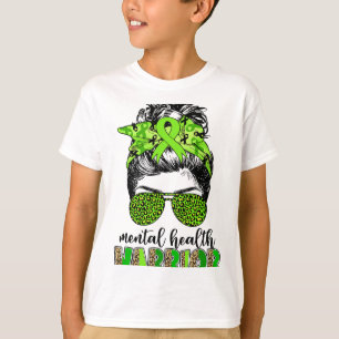Health Warrior Messy Bun Mental Health Problems 1 T-Shirt