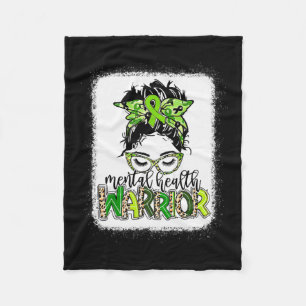 Health Warrior Messy Bun Mental Health Problems  Fleece Blanket