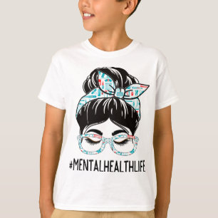 Health Week Appreciation Day Women Messy Bun For W T-Shirt