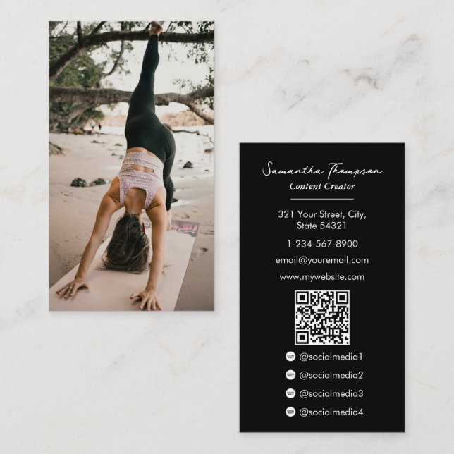 Health Wellness Blogger Content Creator Full Photo Business Card (Front/Back)