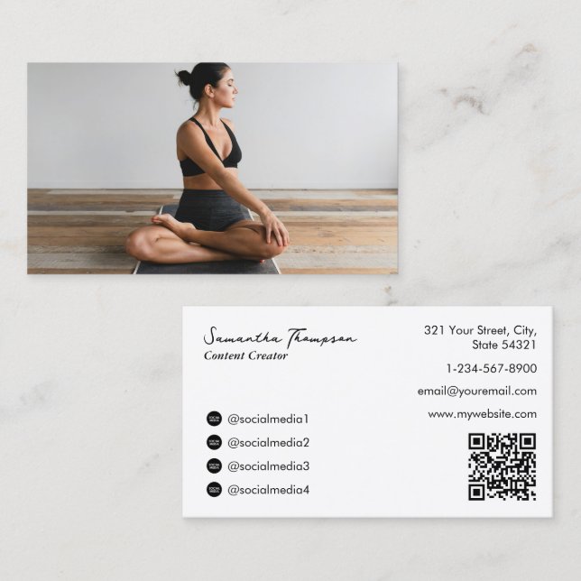 Health Wellness Blogger Content Creator Full Photo Business Card (Front/Back)