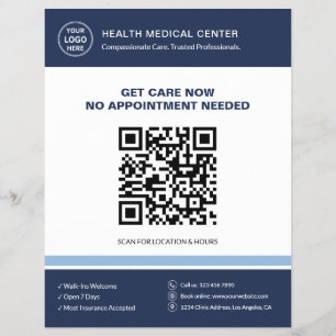Healthcare Clinic Doctor QR Walk-In Urgent Care Flyer