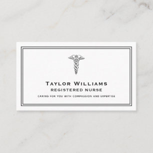 Healthcare CNA Nurse Doctor Cardiologist Caduceus Business Card