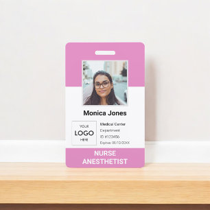 Healthcare Employee Photo ID Pink Badge ID Badge