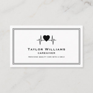 Healthcare Heartbeat Pulse Heart EKG ECG Caregiver Business Card