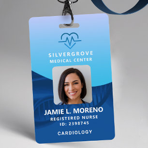 Healthcare Medical Heart Logo Blue Photo Nurse ID Badge