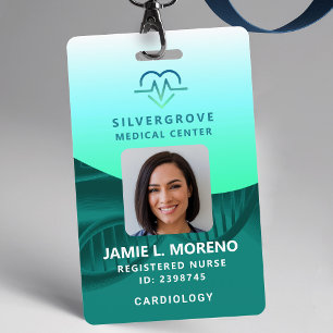Healthcare Medical Heart Logo Green Photo Nurse ID Badge