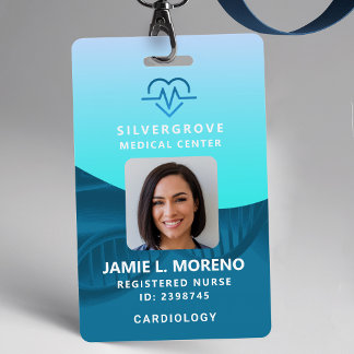 Healthcare Medical Heart Logo Teal Photo Nurse ID ID Badge