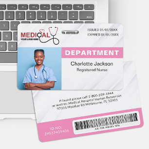 Healthcare Personalised Photo Logo Barcode ID  ID Badge