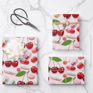 Healthcare & Pharmacy Cherry Pink Capsule  Wrapping Paper Sheet