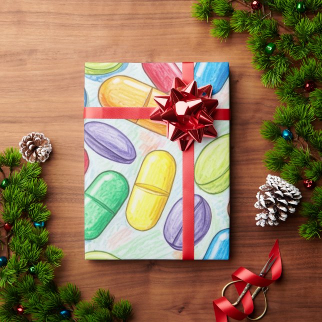 Healthcare & Pharmacy Colourful Capsule  Wrapping Paper (Holiday Gift)