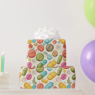 Healthcare & Pharmacy Leaf Boho Colour Capsule Wrapping Paper
