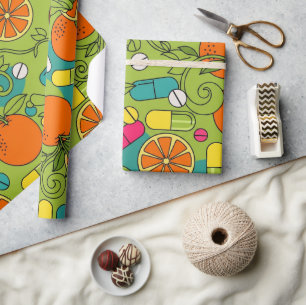 Healthcare & Pharmacy Retro Oranges Wrapping Paper