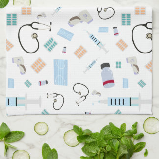 Healthcare Physician Medical Supplies Pattern Tea Towel