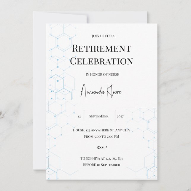 Healthcare Retirement  Modern Minimal invitation (Front)