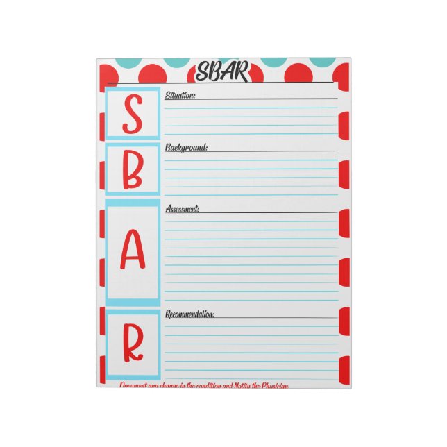 Healthcare Student SBAR Template Notepad (Rotated)