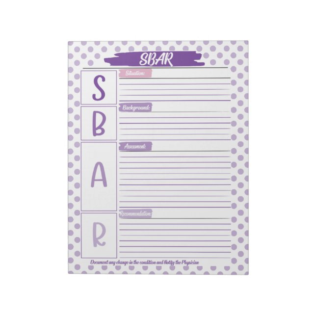 Healthcare Student SBAR Template Notepad (Rotated)