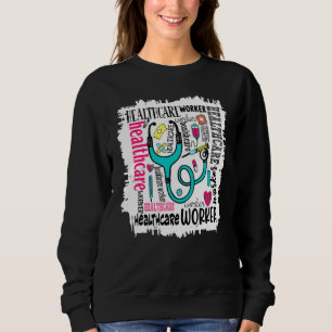 Healthcare Worker Typography Bleach Painting Patte Sweatshirt