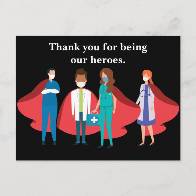 Healthcare Workers Doctor Nurse Hero Thank You Postcard (Front)