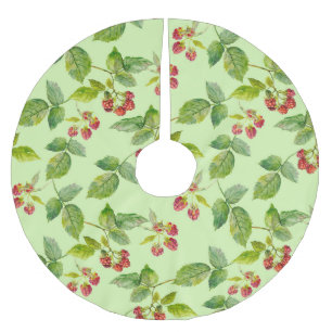 Healthy Berry: Raspberry Seamless Background. Brushed Polyester Tree Skirt