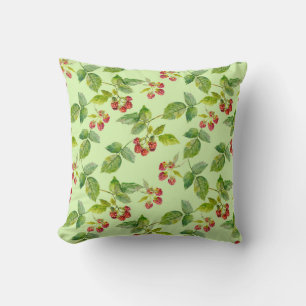 Healthy Berry: Raspberry Seamless Background. Cushion