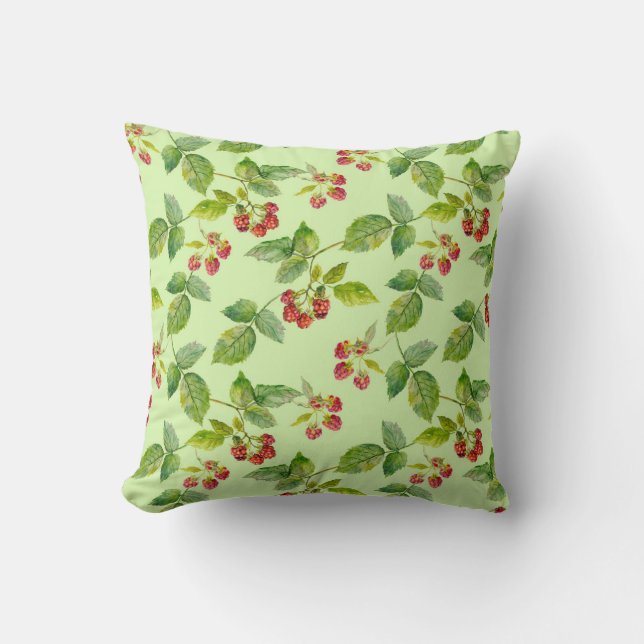 Healthy Berry: Raspberry Seamless Background. Cushion (Front)