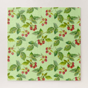 Healthy Berry: Raspberry Seamless Background. Jigsaw Puzzle