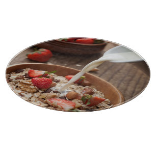 Healthy breakfast cutting board
