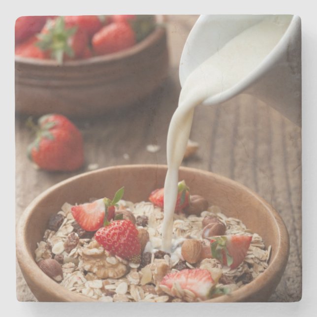 Healthy breakfast stone coaster (Front)