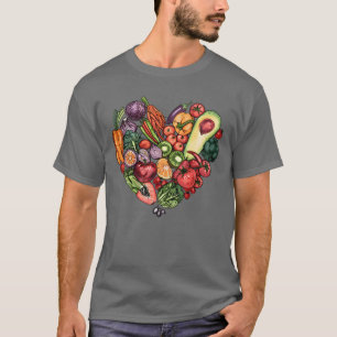 Healthy Food Heart of Vegetables and Fruits T-Shirt