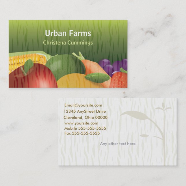 Healthy Foods Farming Business Card (Front/Back)