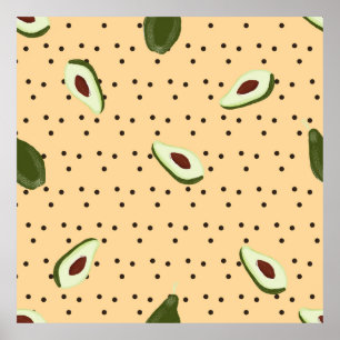 Healthy foods. Seamless avocado pattern,  avocado  Poster