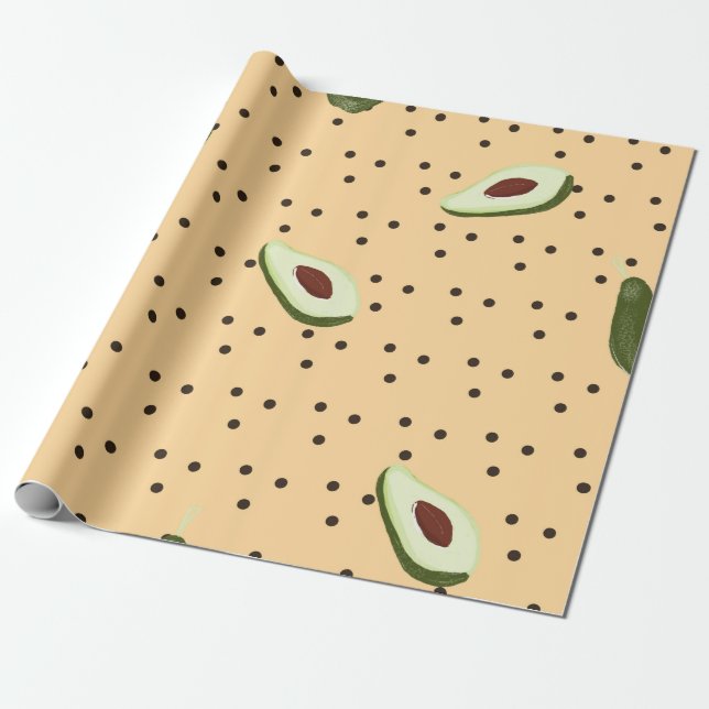 Healthy foods. Seamless avocado pattern,  avocado  Wrapping Paper (Unrolled)