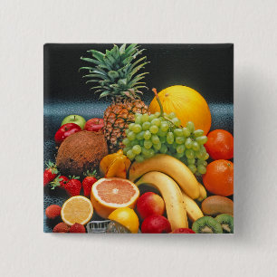 healthy fruit 15 cm square badge