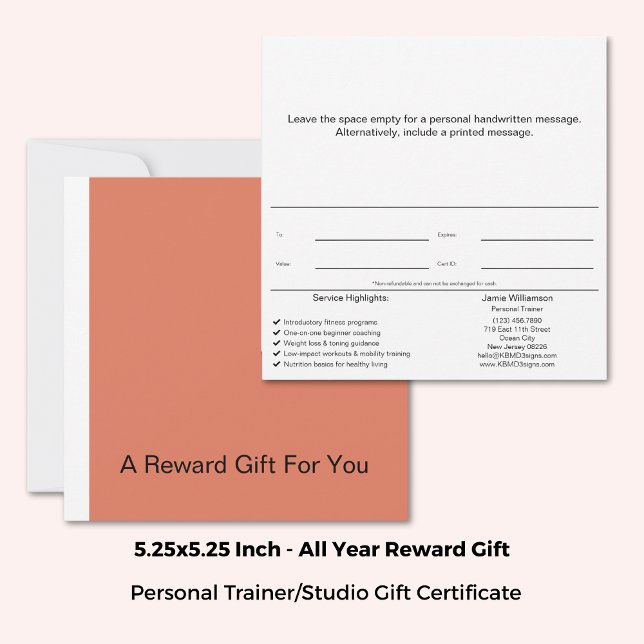 Healthy Habits Coach Reward Gift Certificate (Square 5.25"x5.25", Healthy Habits Coach Reward Gift Certificate, Orange, White, Black Brand Colors)
