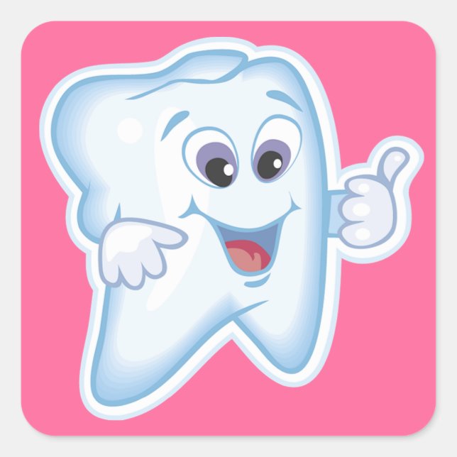 Healthy Happy Tooth Square Sticker (Front)