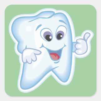 Healthy Happy Tooth Square Sticker