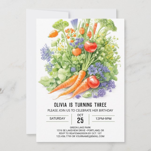  Healthy Harvest Kids' Birthday Invitation (Front)