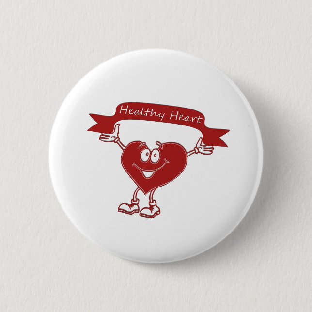 Healthy Heart man  awareness symbol cardiology 6 Cm Round Badge (Front)