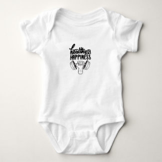 healthy is happiness gym motivation design baby bodysuit