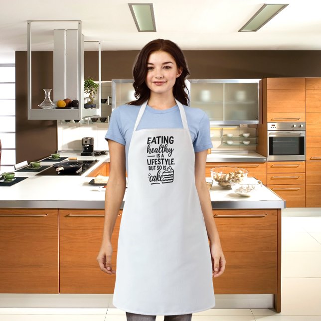 Healthy lifestyle cake funny quote apron (Creator Uploaded)
