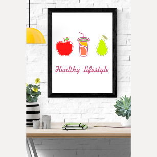 Healthy Living Colourful Food And Beverage Art Poster