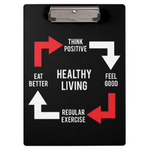 Healthy Living Diagram - Fitness Motivational Clipboard